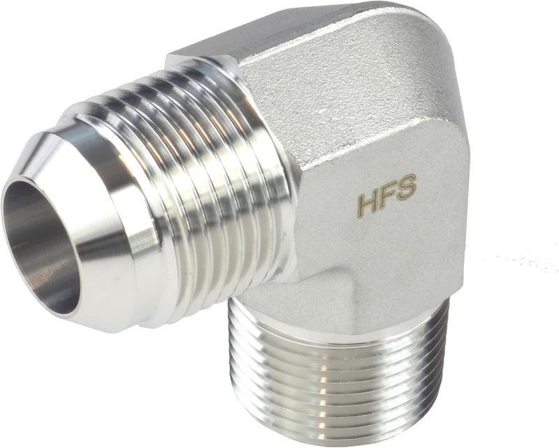 (R) 1" Male NPT to 1" Male JIC Elbow 90° Flare Pipe Fitting 304 Stainless Steel (1" MNPT x 1" MJIC)